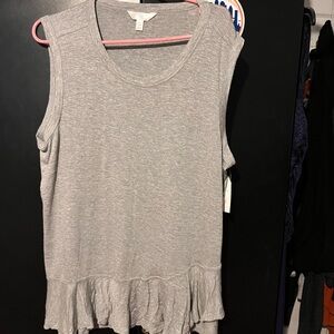 Time and Tru Gray Ruffled Tank Top